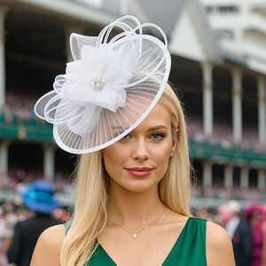 Kentucky Derby Hat White Fascinator Floral Feather Fascinator Headwear Oaks Tea